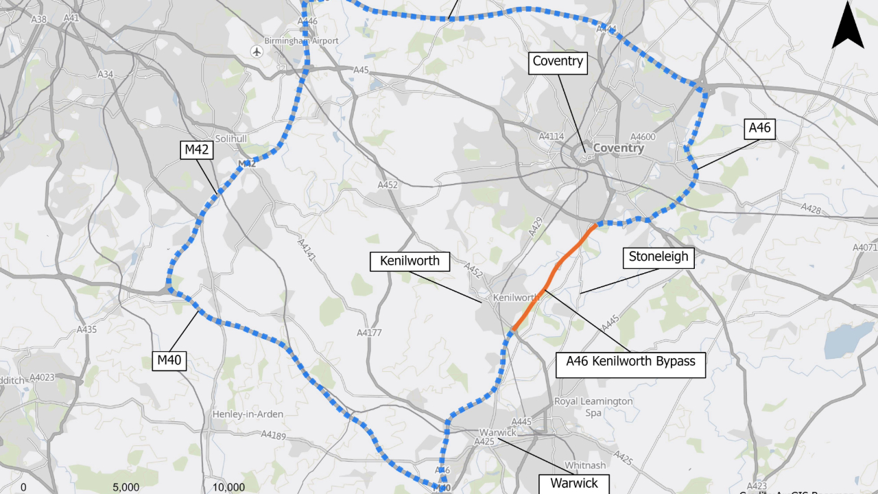 Upcoming road closure: A46 near Kenilworth